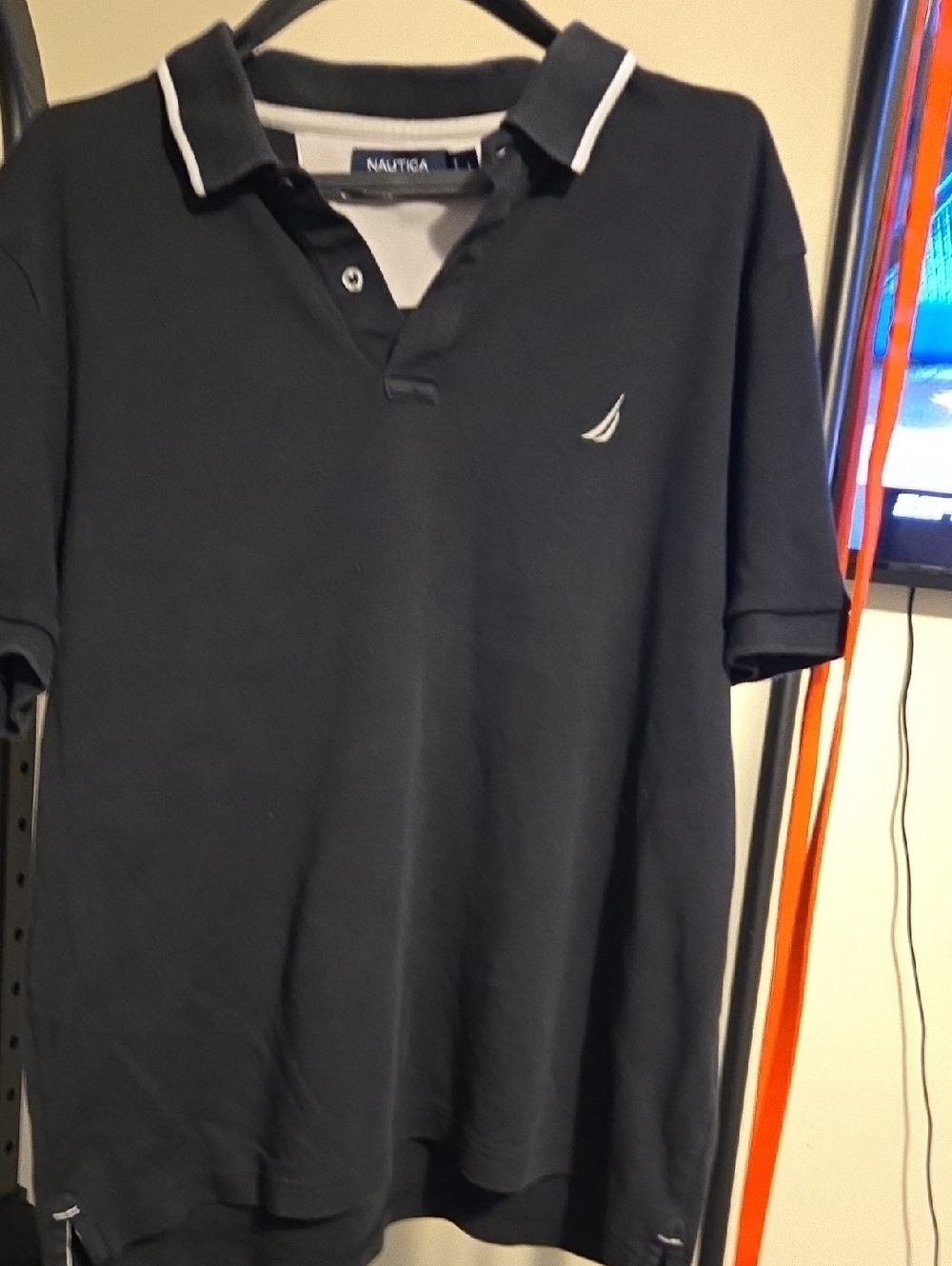 Nautica Navy Polo with White Contrast Trim